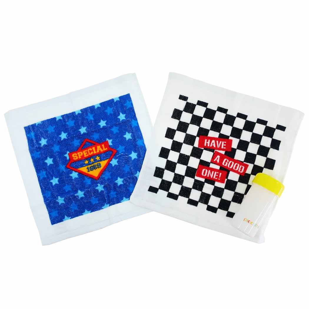 ハンドタオル piccolino ピッコリーノ 円筒ケース付き 制菌 ハンドタオル 2枚セット マルチスタイル かわいい グッズ プレゼント