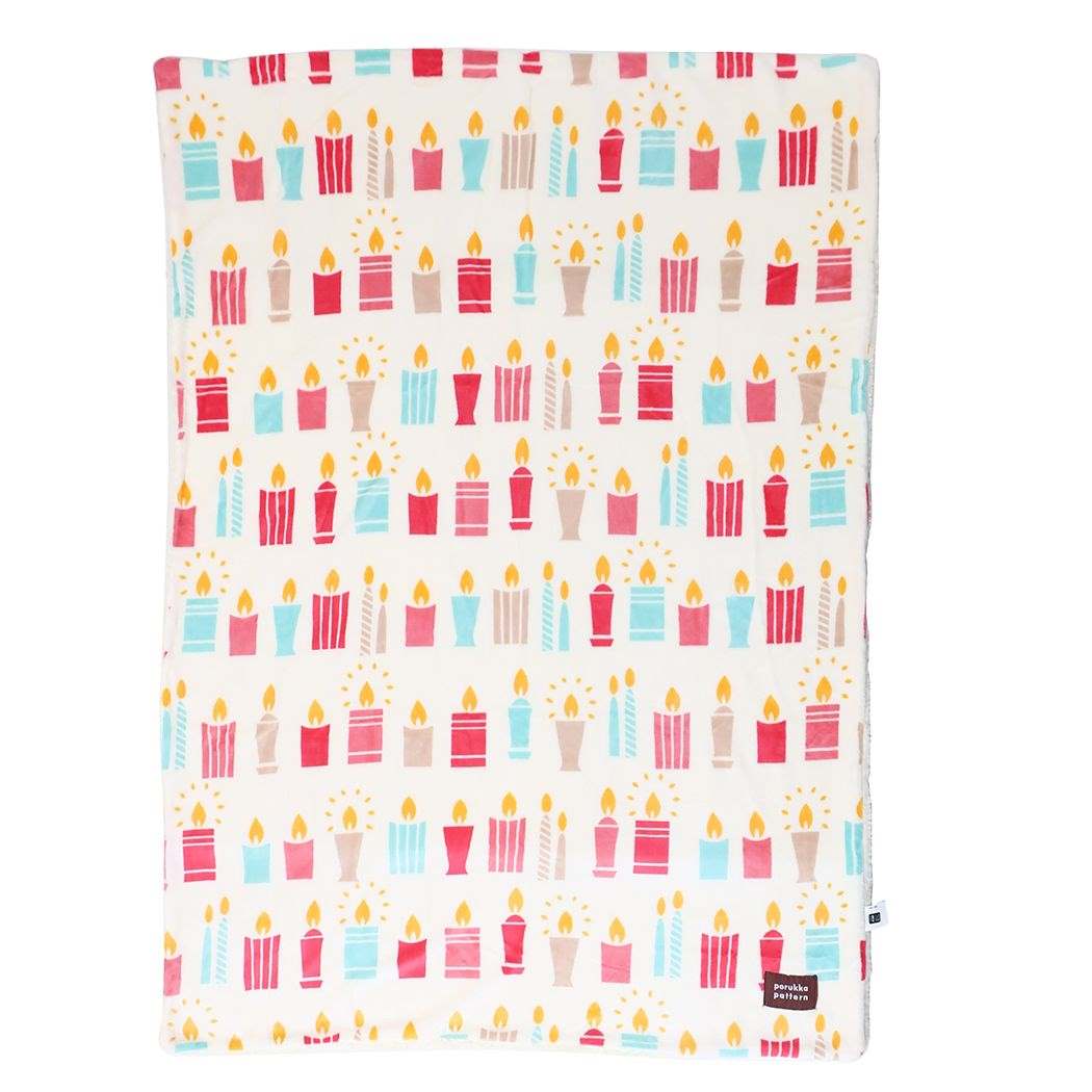 ビッグ フランネル シープボア ブランケット porukka pattern ポルッカパターン ハーフ毛布 丸眞 キャンドルパターン