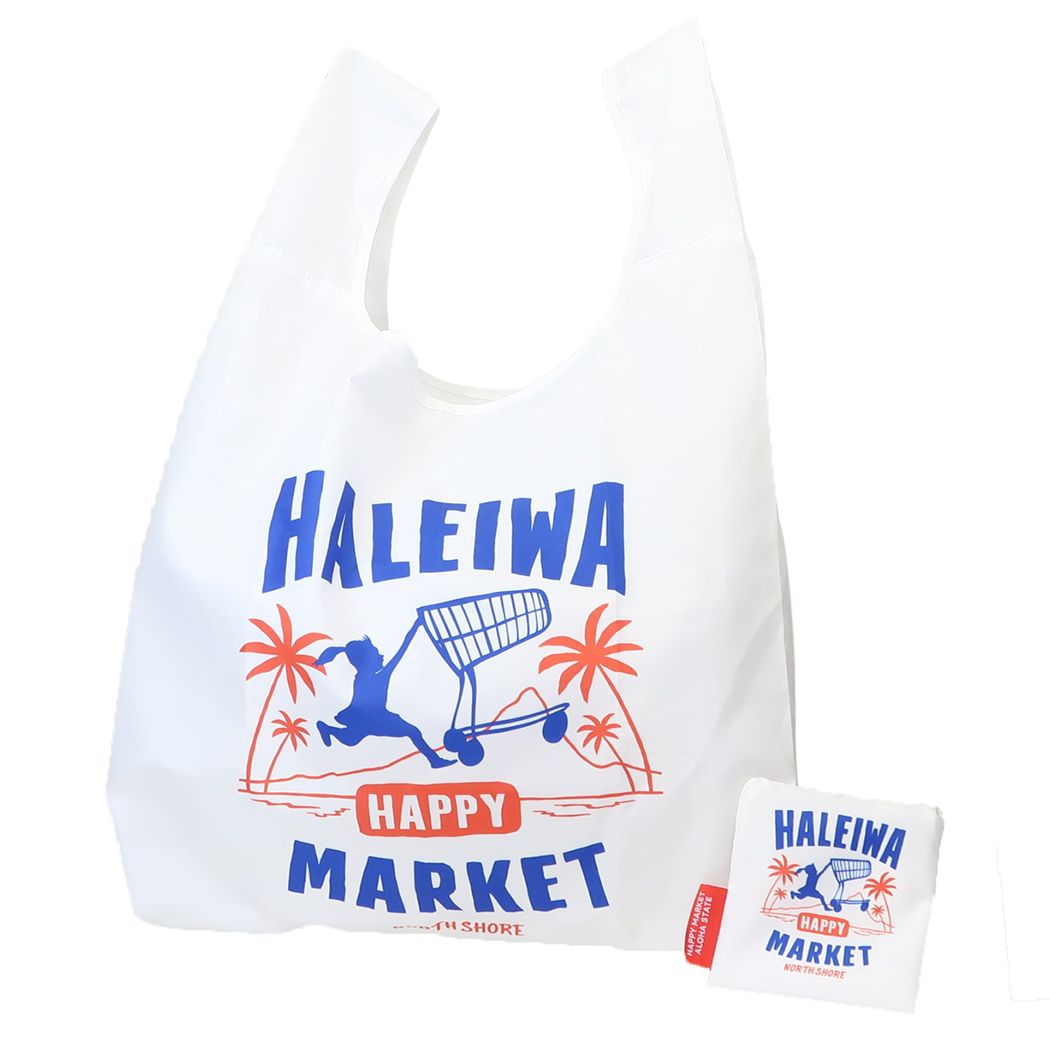エコバッグ HALEIWA 折りたたみショッピングバッグ ハッピーホワイト コンパクト