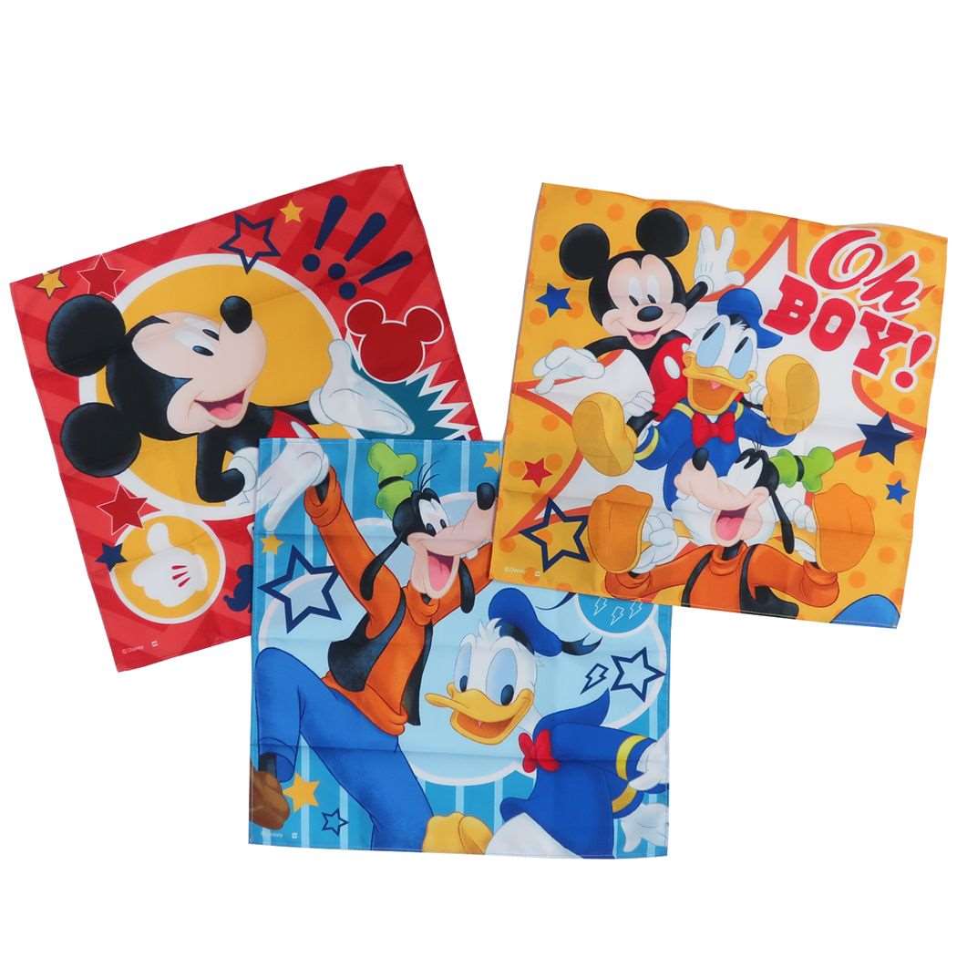 ミッキー&フレンズ ハンカチーフ3枚セット ハンカチ ハピネスポップ ディズニー キャラクター