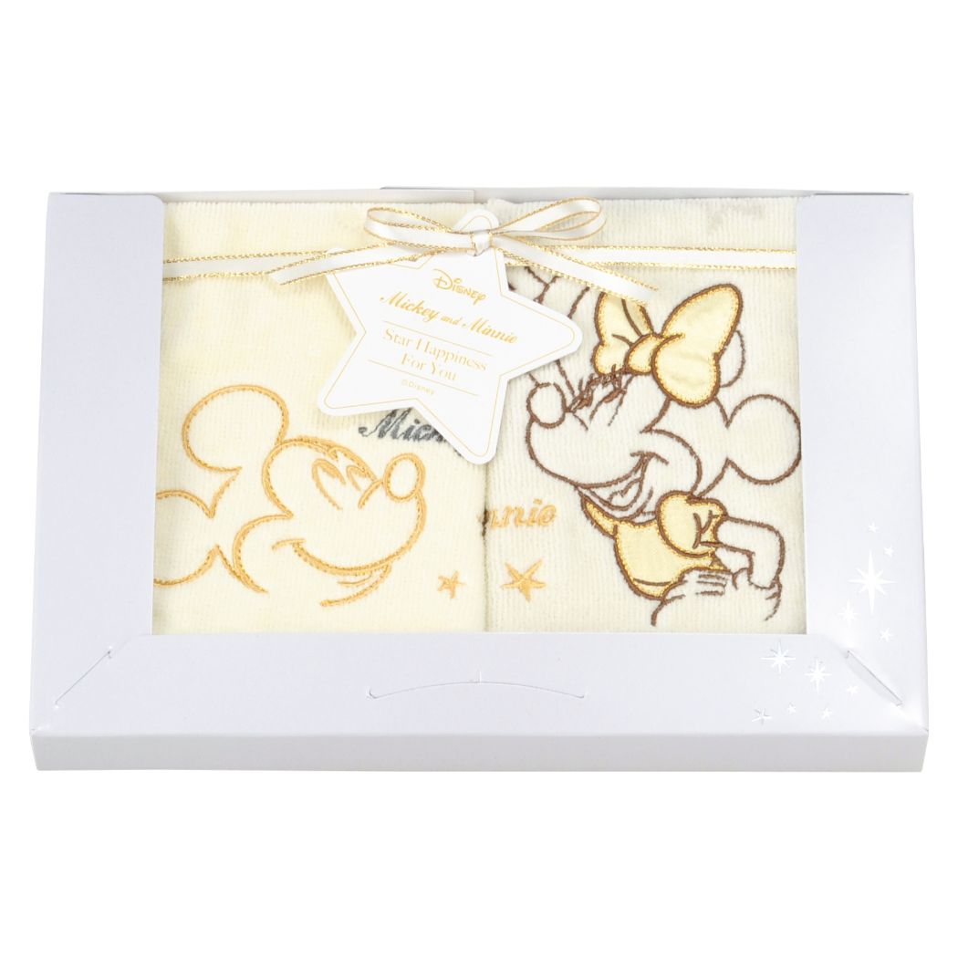 ミッキー&ミニー ウォッシュタオル 2枚セット BOX付き ディズニー タオル ギフトセット キャラクター プレゼント 男の子 女の子