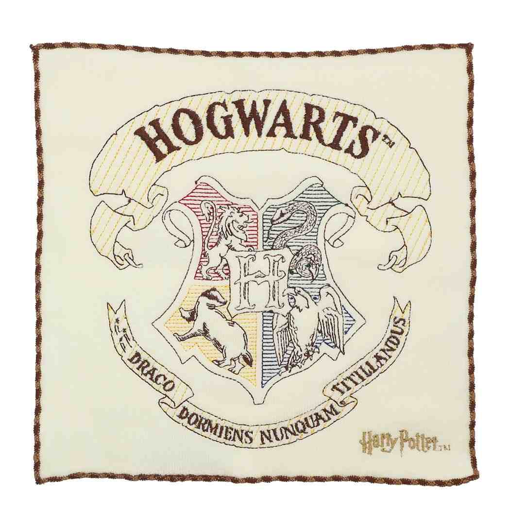 ハリーポッター 全面刺繍 抗菌防臭 ハンカチタオル ミニタオル ホグワーツエンブレム 映画キャラクター グッズ プレゼント 男の子 女