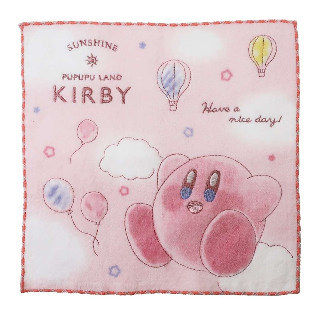 星のカービィ ミニタオル 全面 刺繍 ハンカチタオル コットキャンディ おさんぽ nintendo 丸眞 25×25cm プレゼント