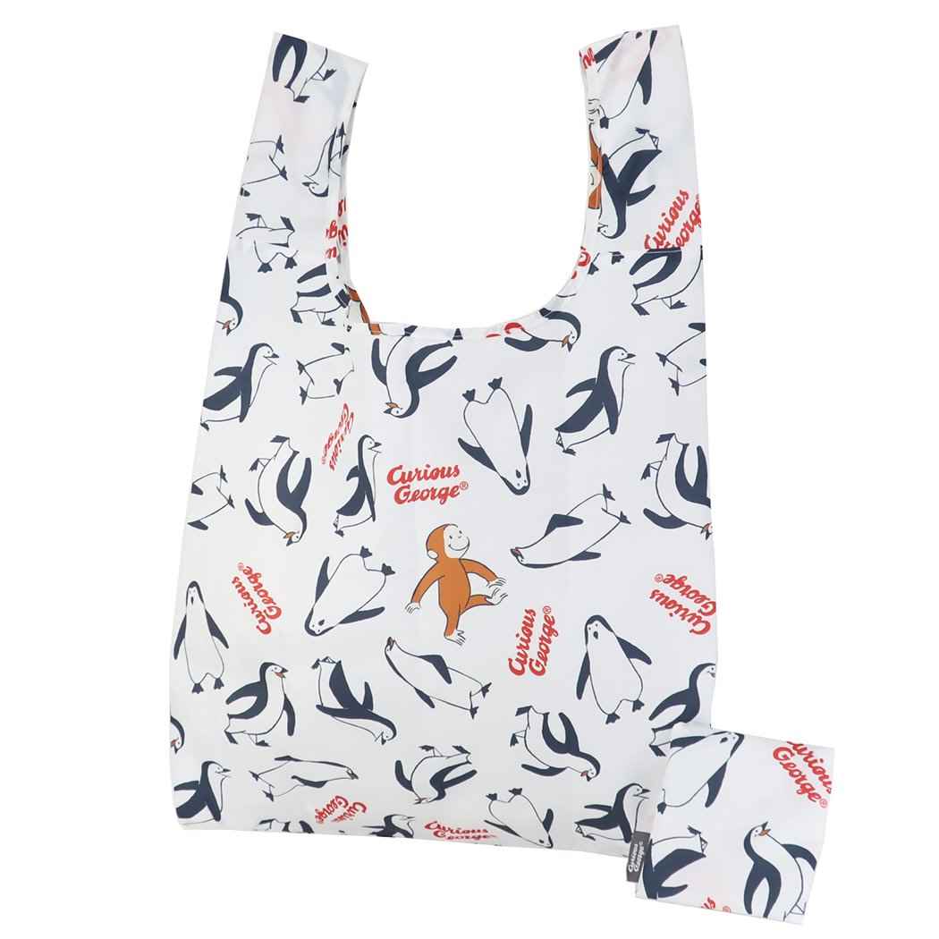 おさるのジョージ 絵本キャラクター エコバッグ 折りたたみ ショッピングバッグ ペンギンとジョージ グッズ プレゼント 男の子 女の子