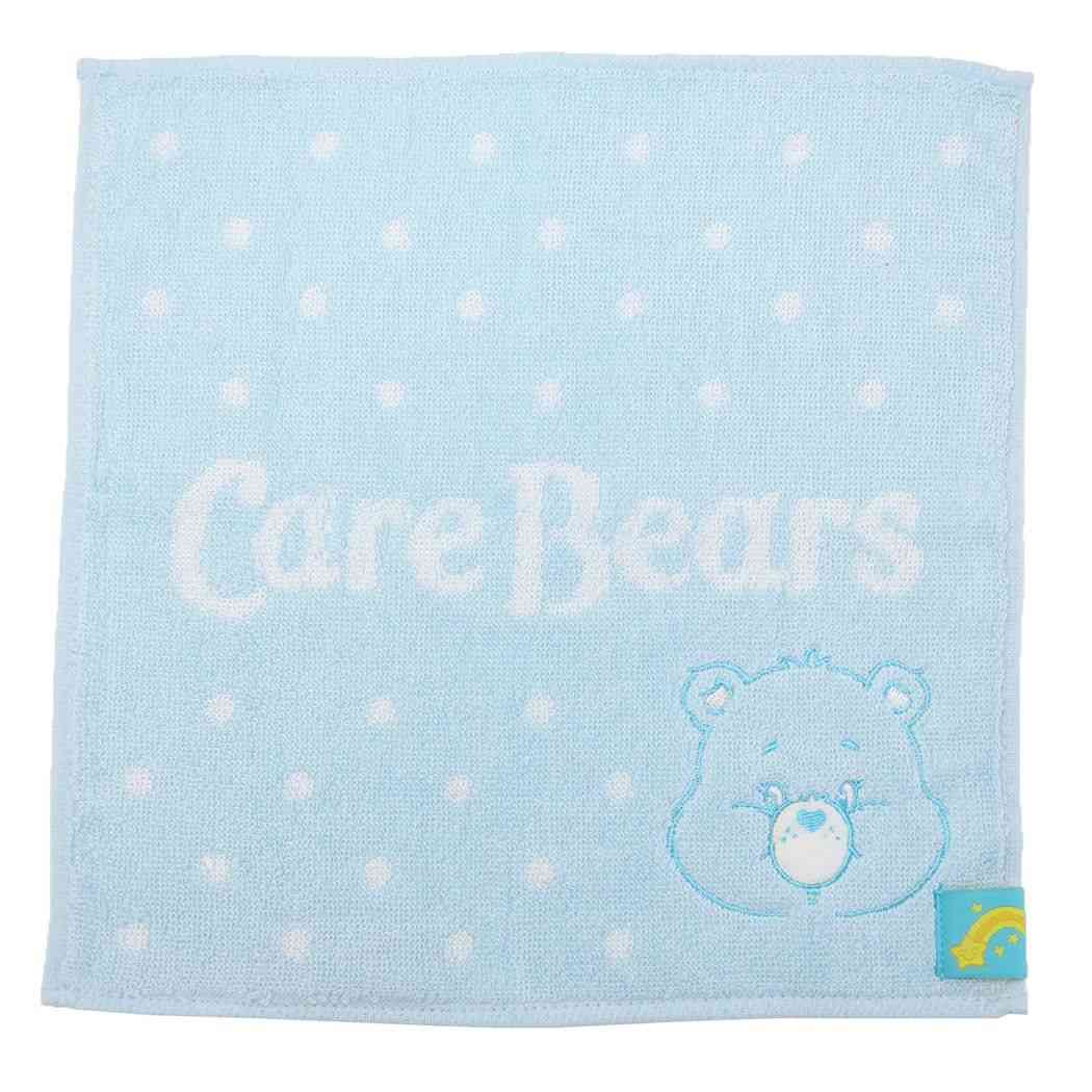 ケアベア ジャガードハンカチタオル ミニタオル パステルドットフェイス ブルー CareBears キャラクター プレゼント 男の子