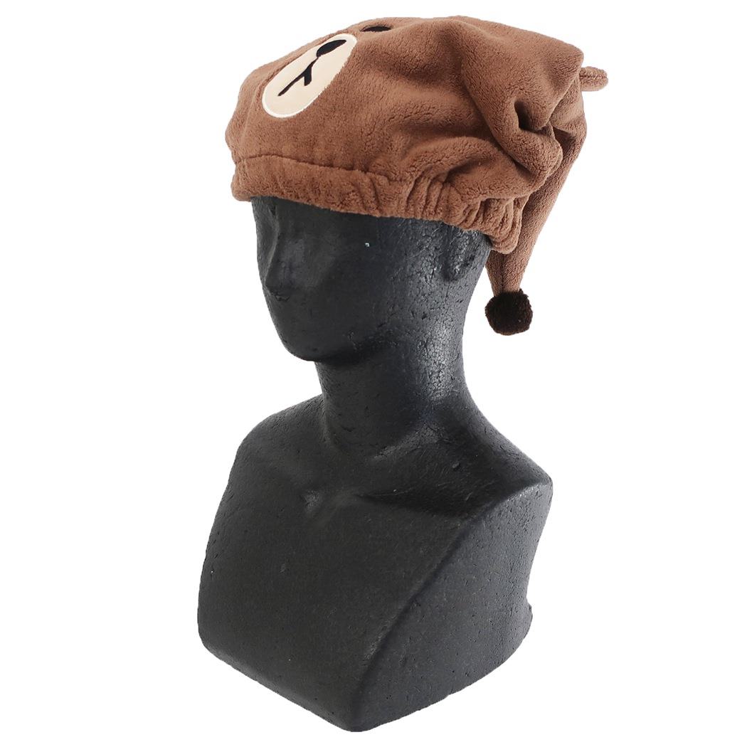 ラインフレンズ 速乾 マイクロファイバー キャップタオル ヘアドライタオル帽子 ブラウン LINE FRIENDS キャラクター プレゼント