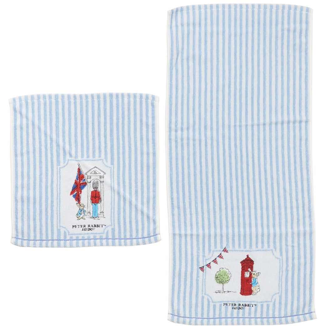 ピーターラビット タオルギフトセット ギフトボックス入り ウォッシュタオル & フェイスタオル トワールシーン PT-0720 ロンドンシリーズ 丸眞