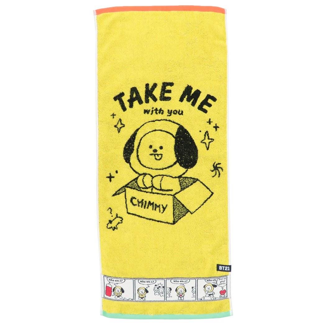 BT21 キャラクター フェイスタオル 制菌 ジャガード ロングタオル コミックタッチ CHIMMY LINE FRIENDS グッズ プレ