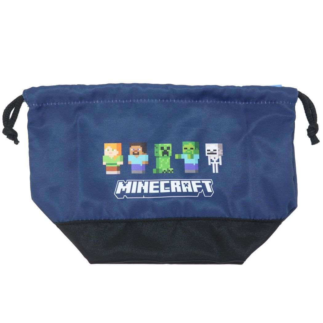 マインクラフト ゲームキャラクター ランチ巾着 マチ付きランチバッグ お弁当きんちゃくポーチ NV 新入学