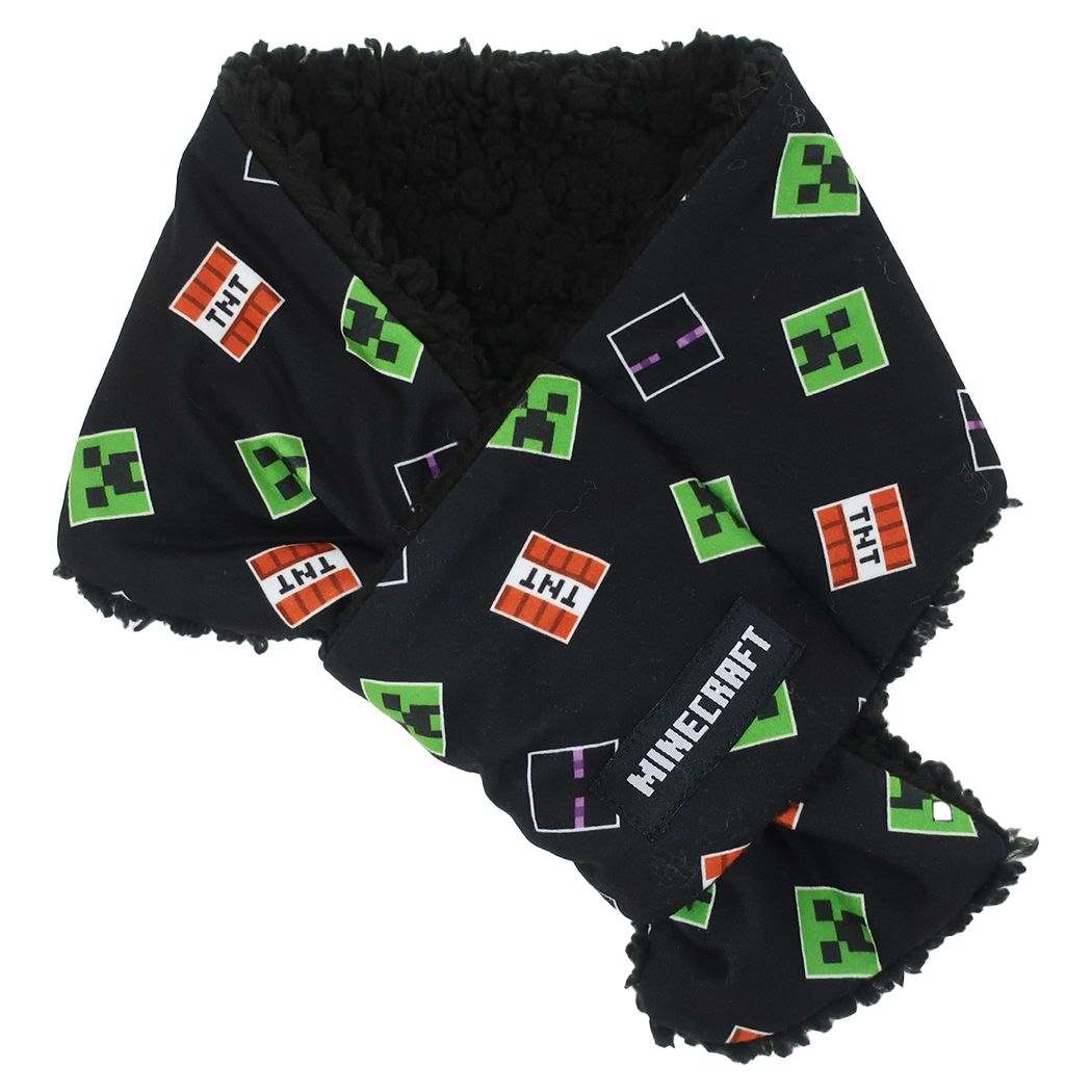 マインクラフト マフラー ウォーマー雑貨 総柄 黒 Minecraft ゲームキャラクター
