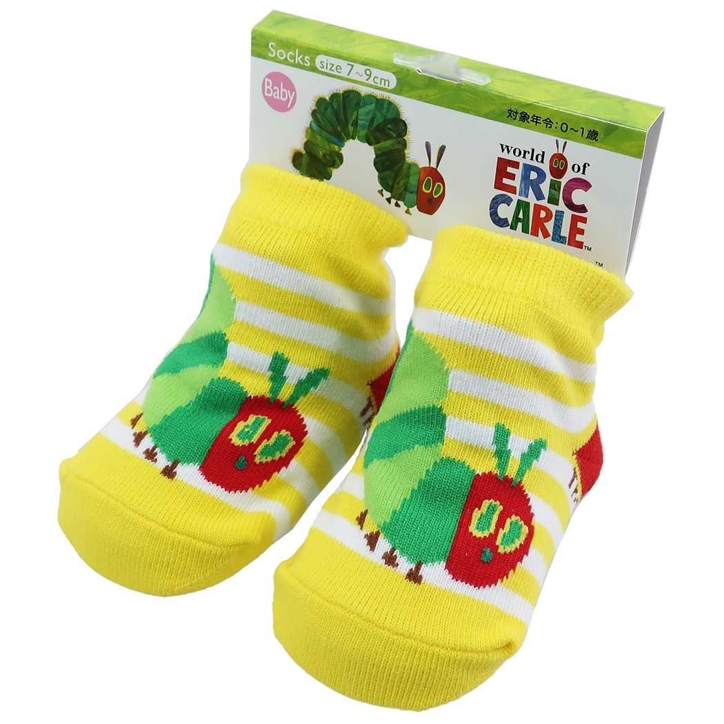 はらぺこあおむし 新生児はじめての靴下 ベビー ソックス ボーダーイエロー ナカジマコーポレーション 7~9cm プレゼント 男の子