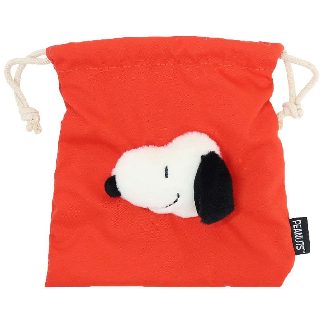 スヌーピー ピーナッツ キャラクター 巾着袋 ボアフェイスきんちゃくポーチ RD SNOOPY