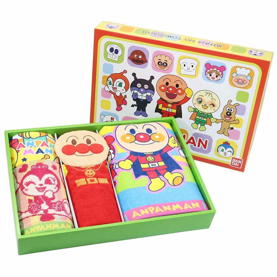 アンパンマン ギフトボックス入り パペットタオル & フェイスタオル & ウォッシュタオル & バスタオル タオルギフトセット パペットギフト キャラ