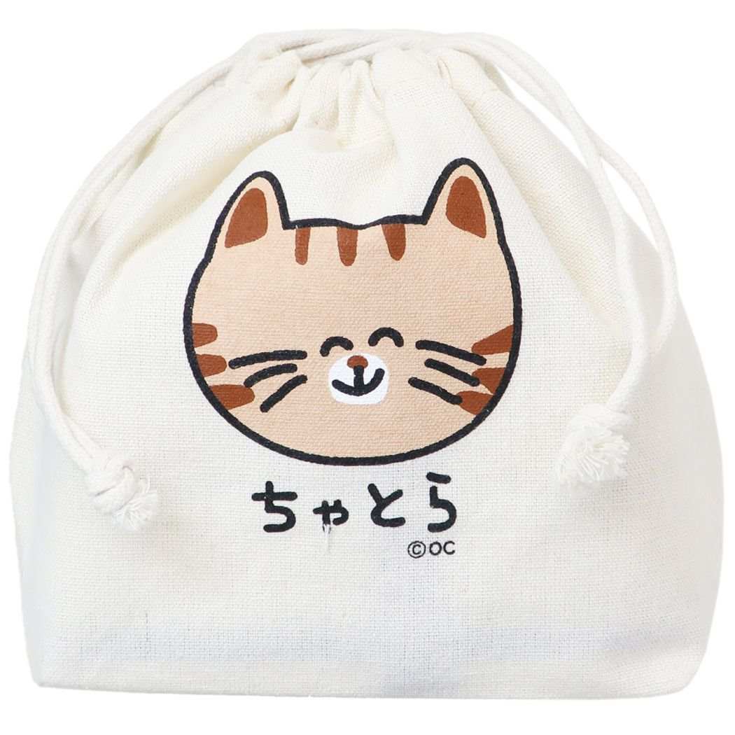 おえかきさん おもしろ雑貨 巾着袋 マチ付ききんちゃくポーチ ちゃとらさん プレゼント 男の子 女の子 ギフト