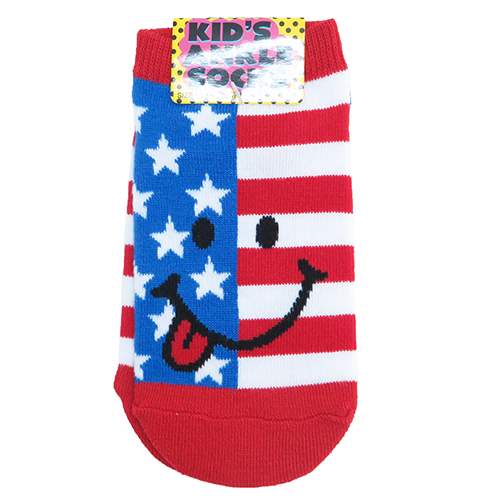 子供用 靴下 キッズ アンクル ソックス USフラッグ スマイル ファッション グッズ オクタニ プチプラ プレゼント 男の子 女の子