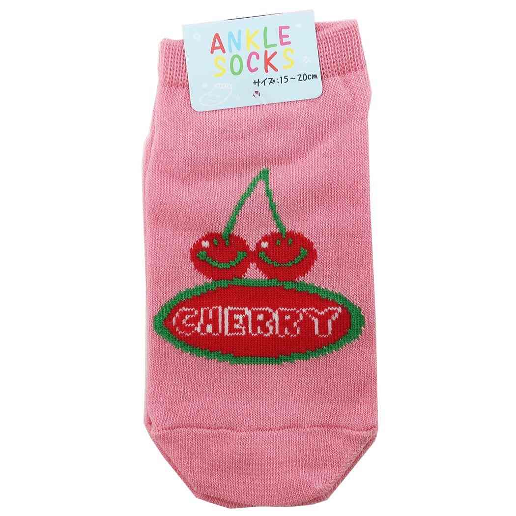 靴下 子供用 プチプラ おえかきシリーズ SMILE CHERRY キッズ アンクル ソックス プレゼント 男の子 女の子