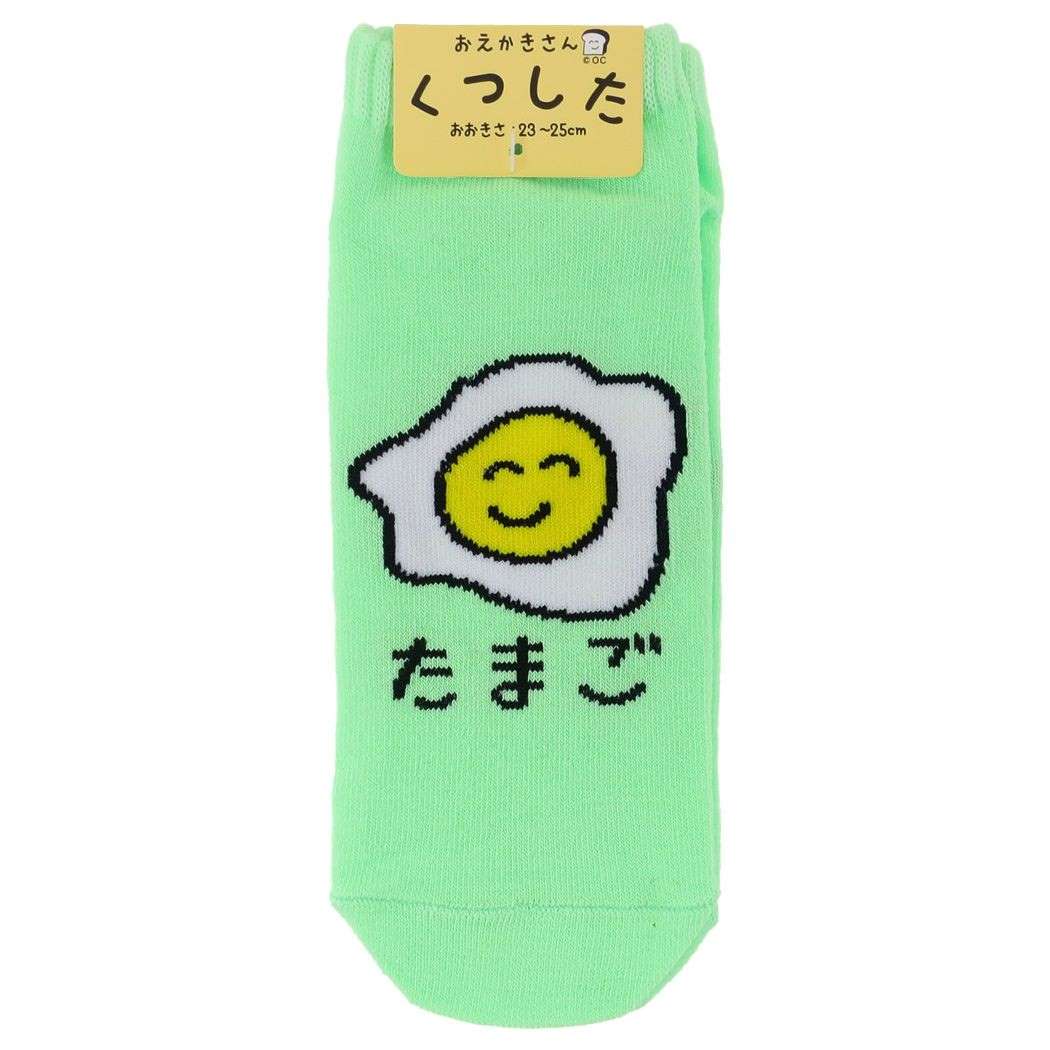 おえかきさん 大人向け かわいい 女性用靴下 レディースアンクルソックス たまごさん