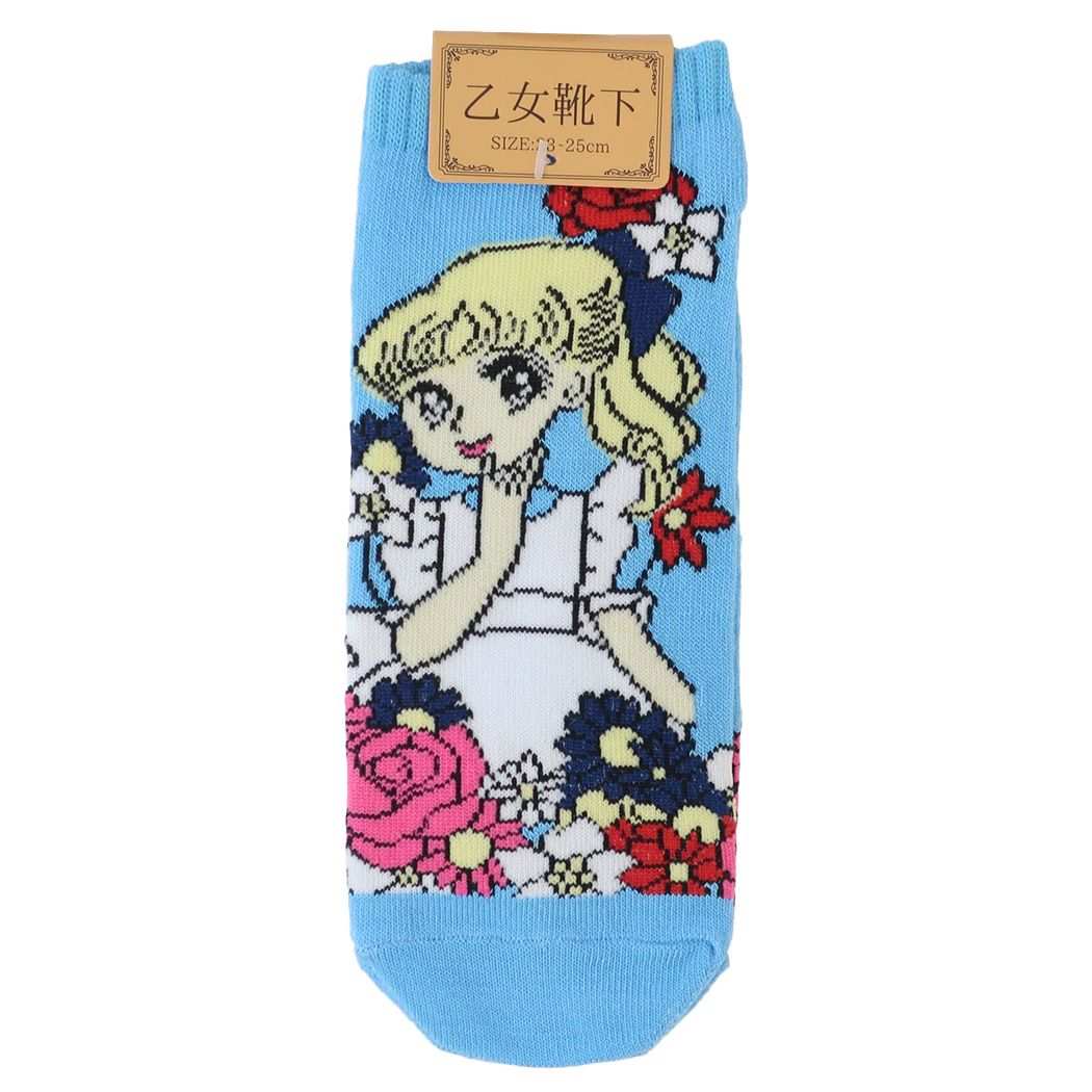 女性用靴下 レディースアンクルソックス 少女 BLUE オクタニ
