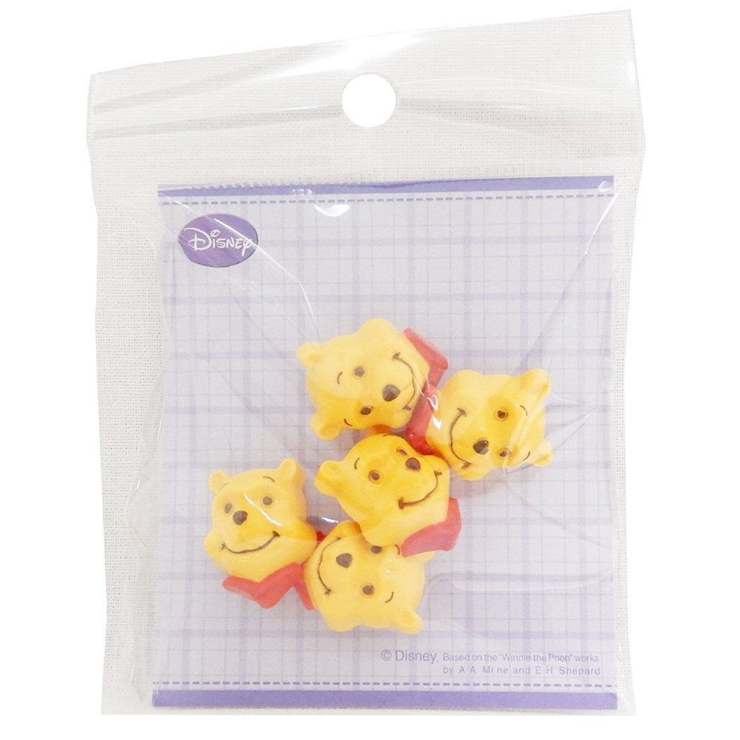 手芸用品 くまのプーさん 飾りミニボタン5個セット パイオニア フェイス グッズ ハンドクラフト かわいい キャラクター プレゼント