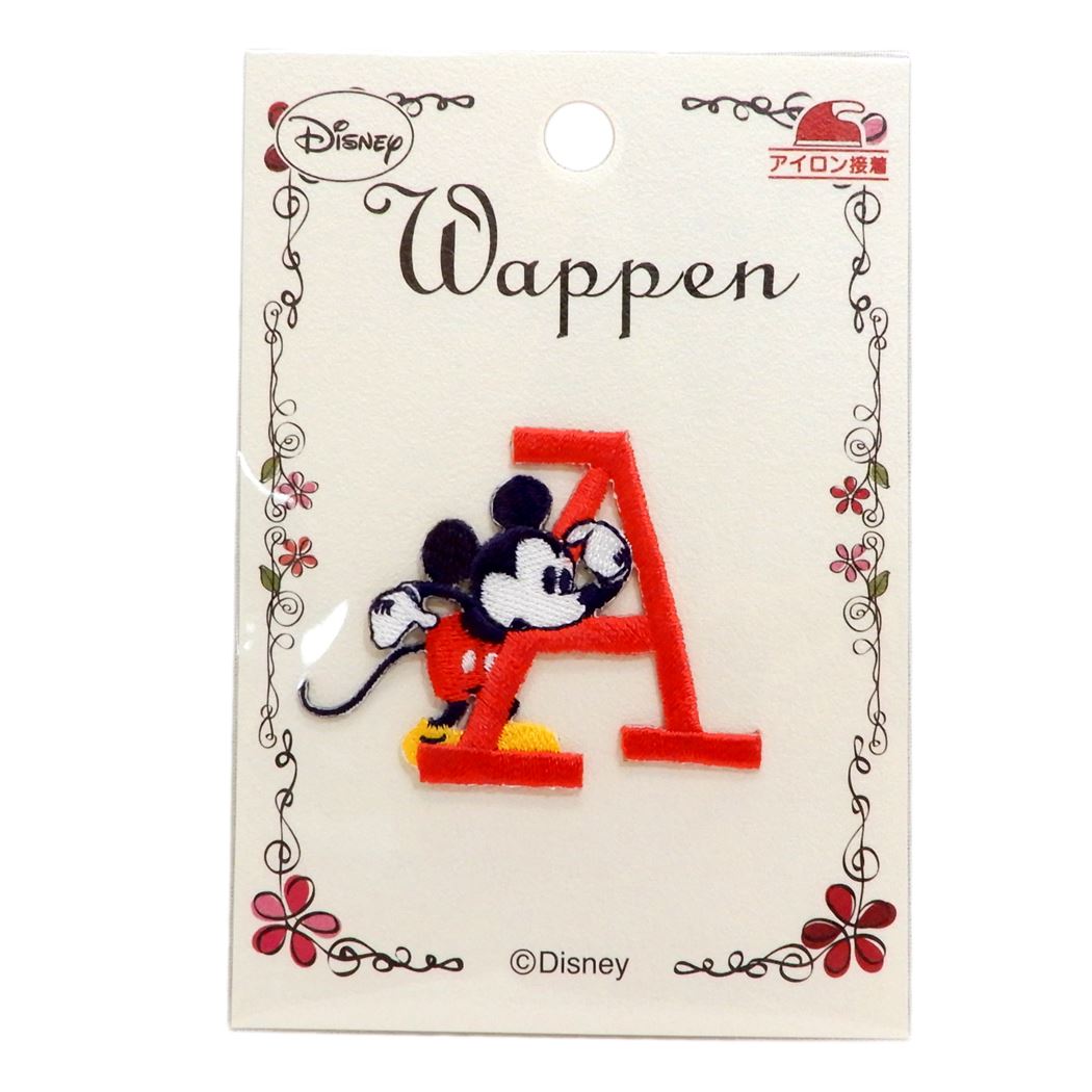 ミッキー&ミニー ワッペン イニシャルアイロンパッチ パイオニア アルファベット A グッズ 手芸用品 入園 入学 準備雑貨 プレゼント