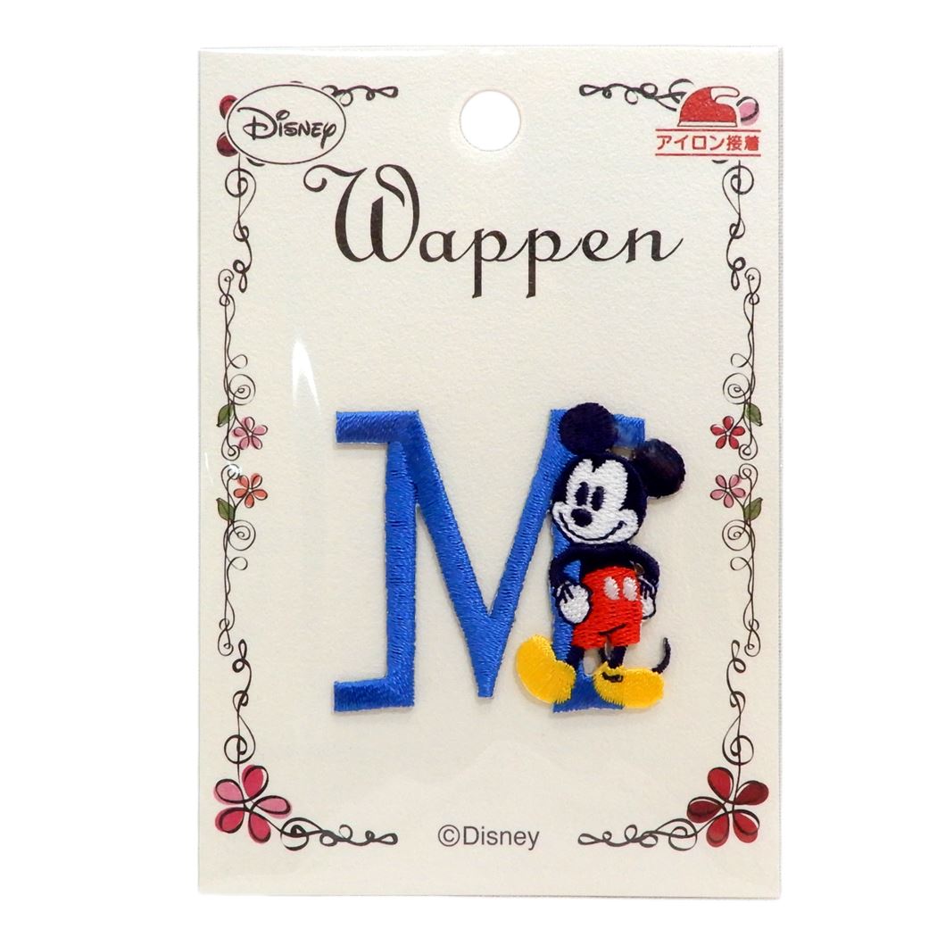 ワッペン ミッキー&ミニー イニシャルアイロンパッチ パイオニア アルファベット M グッズ 手芸用品 入園 入学 準備雑貨 キャラクター