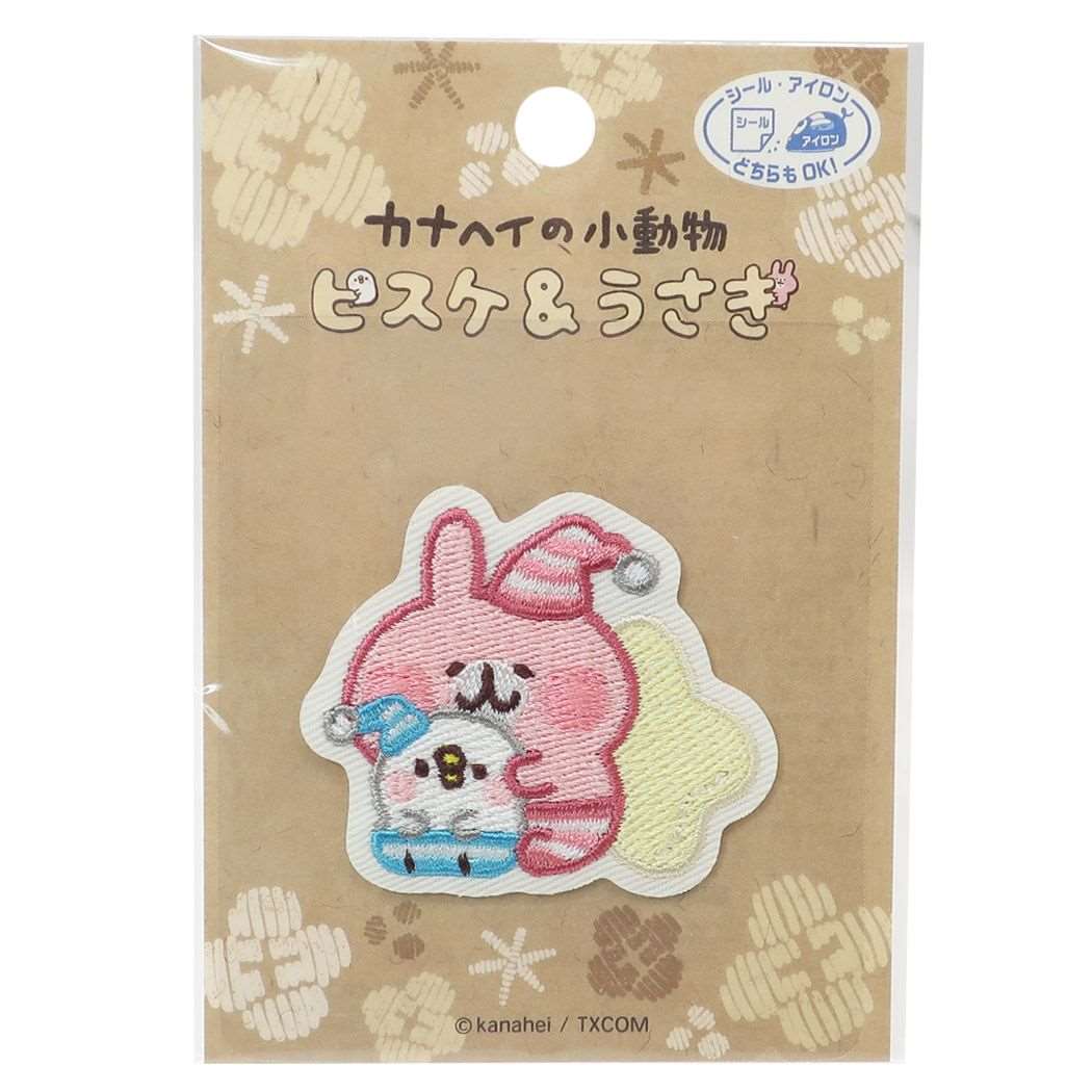 カナヘイの小動物 LINEクリエイターズ キャラクター ワッペン アイロンパッチシール ピスケ&うさぎ04 プレゼント 男の子 女の子
