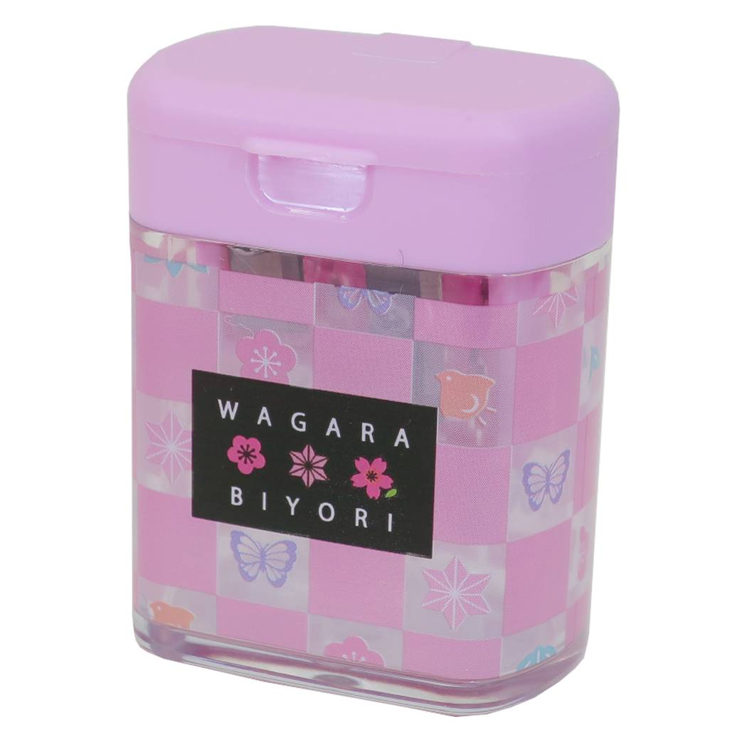 和柄びより 和風雑貨 鉛筆削り 2way シャープナー 市松文ならべ 桃 プレゼント 男の子 女の子 ギフト