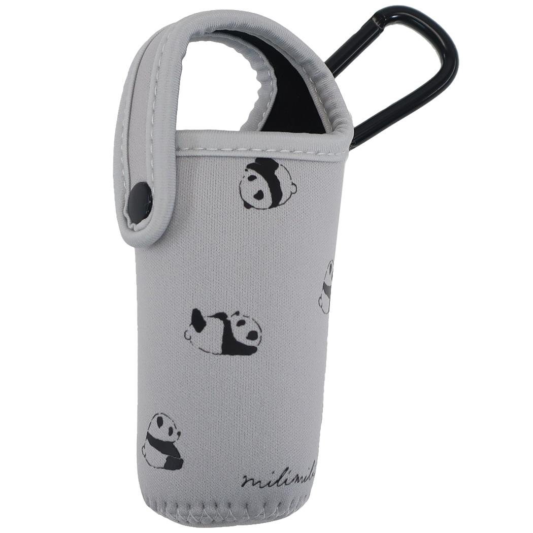 ステンレスボトルホルダー 水筒カバー カラビナ付き ミニボトルケース S milimili パンダ クーリア プレゼント 男の子 女の