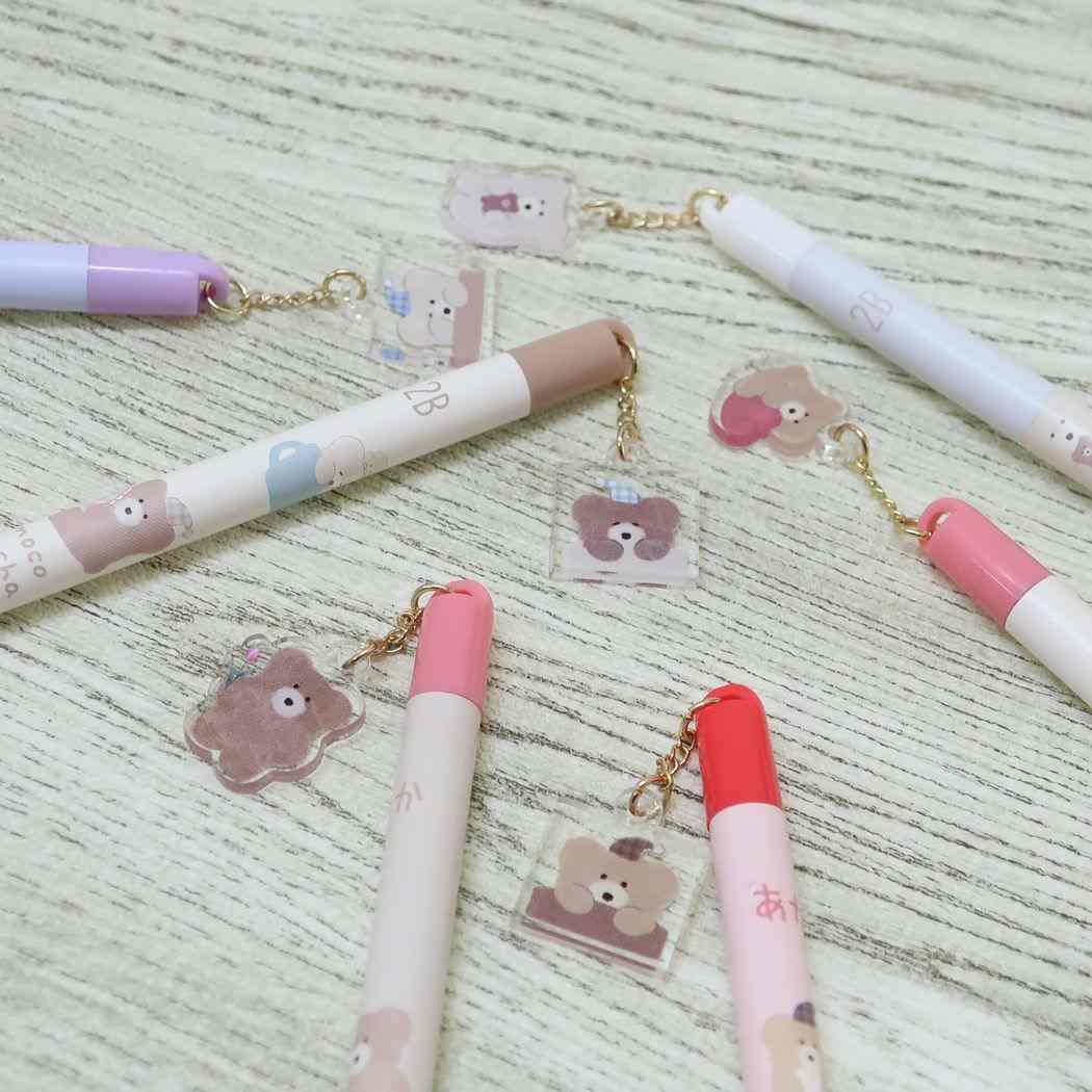赤鉛筆 ほっこりモコモカ ニコイチチャームつき丸軸あかえんぴつ モカ 新学期準備文具 筆記用具 プレゼント 男の子 女の子 ギフト
