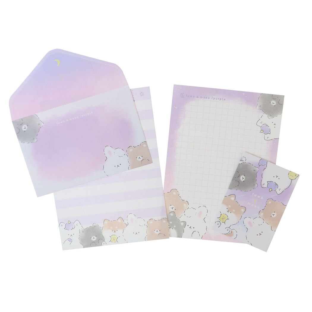 レターセット ミニサイズレター fuwa&moko パープル クーリア