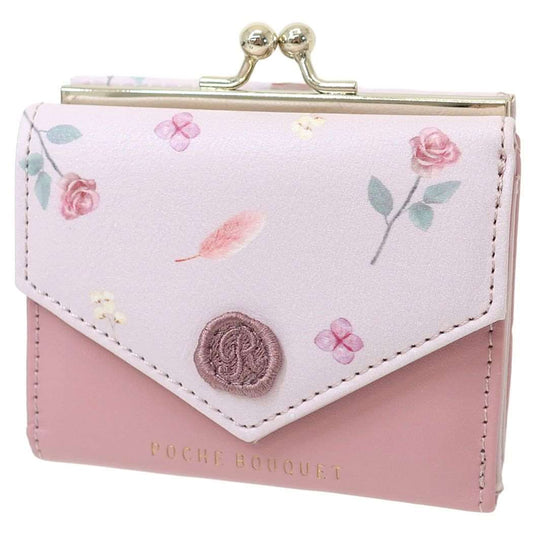 ミニウォレット ポシェブーケ ミニ財布 がまぐち三つ折り ピンク コンパクト おしゃれ