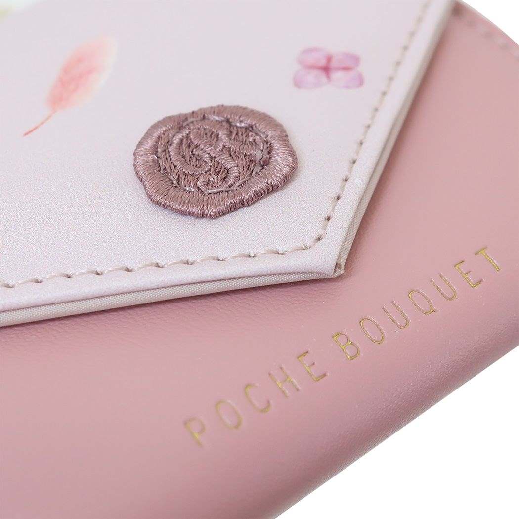 ミニウォレット ポシェブーケ ミニ財布 がまぐち三つ折り ピンク コンパクト おしゃれ