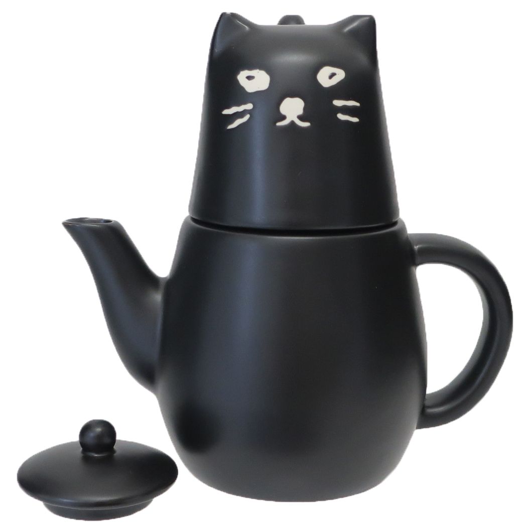 ティーセット アニマル黒ねこのティーフォーワン 茶こし付 ティーポット&ティーカップセット ねこ