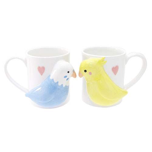 アニマル マグカップ ペアマグカップ2個セット セキセイインコ ギフト グッズ 陶器製食器 可愛い プレゼント 男の子 女の子