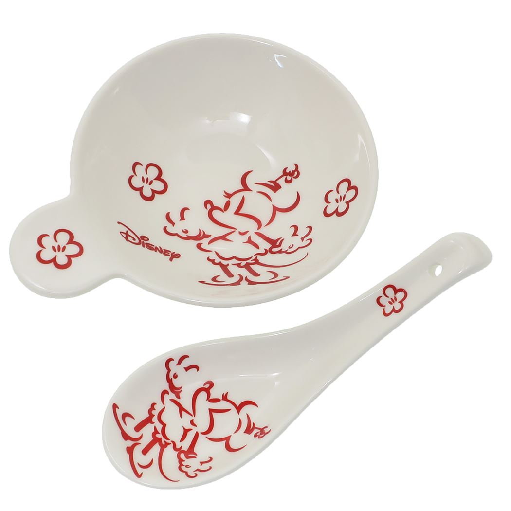 お鍋用品 食器 和風 ディズニー ギフト雑貨 ミニーマウス キャラクター グッズ 陶器食器 れんげ&とんすいセット プレゼント 男の子