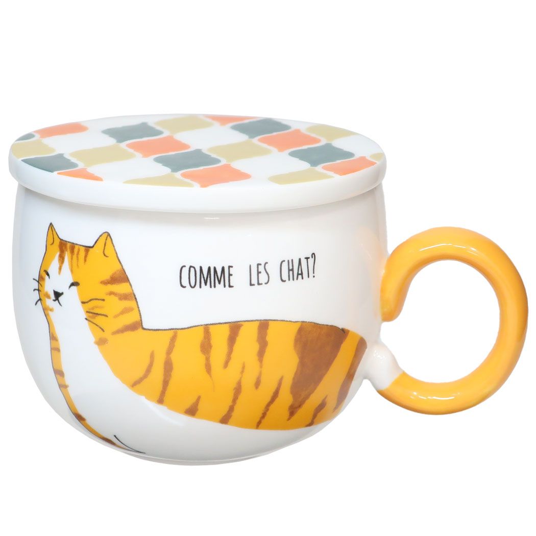 タイル風コースター付きマグ アニマル食器 マグカップ ねこ サンアート トラ猫