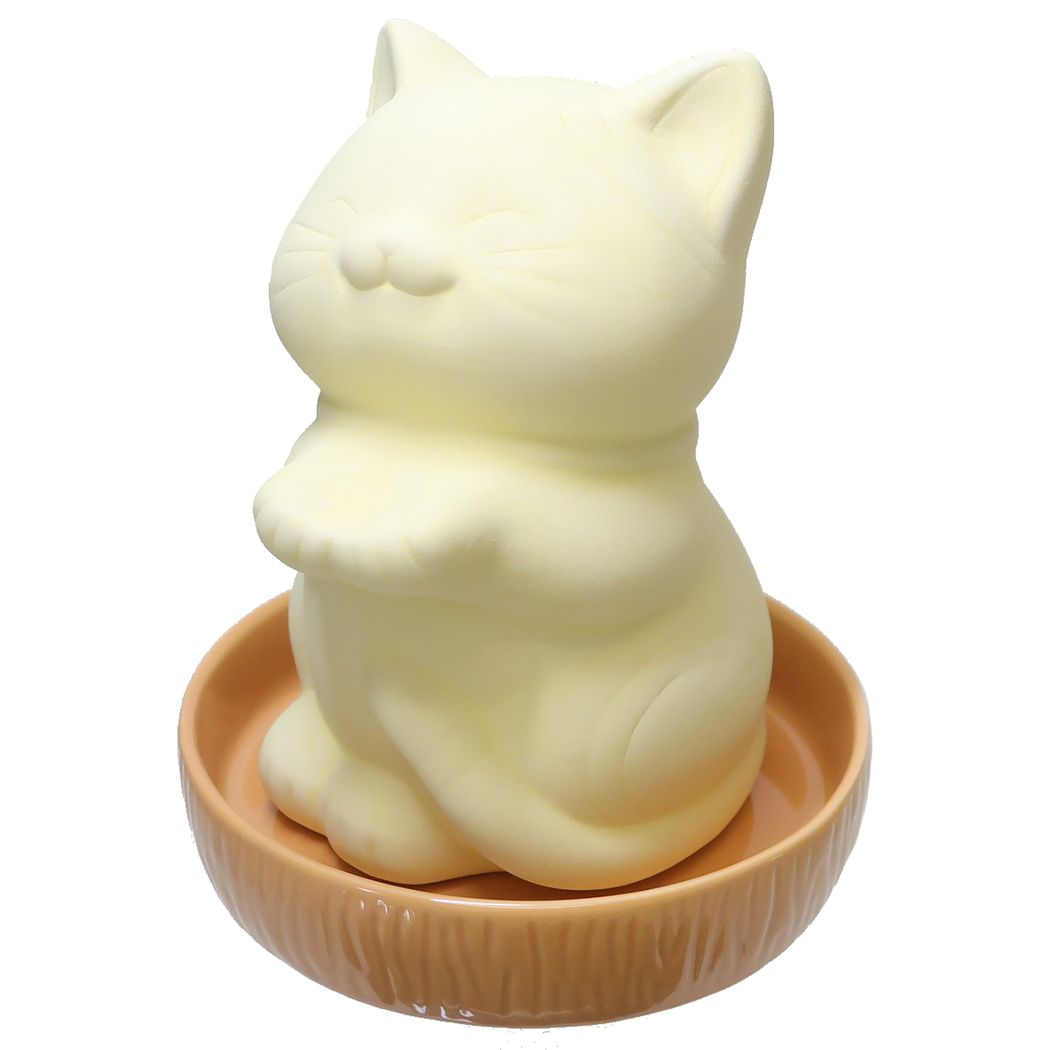 卓上加湿器 加湿器おねだりキャット ナチュラル素焼き加湿器 イエロー ねこ サンアート