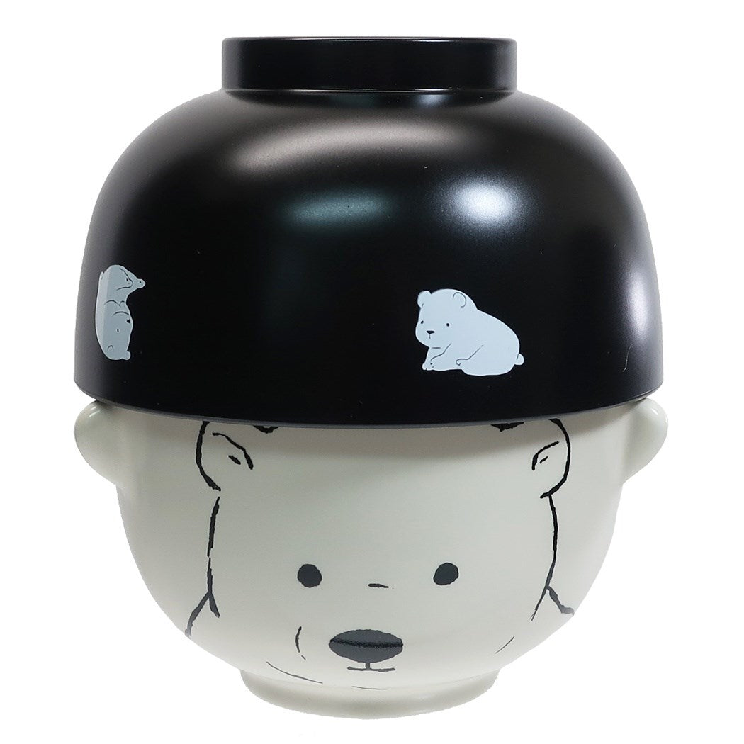 シロクマ お茶碗 & 汁椀セット ご飯セット グッズ モノクロあにまるシリーズ おもしろ食器 プレゼント 男の子 女の子 ギフト