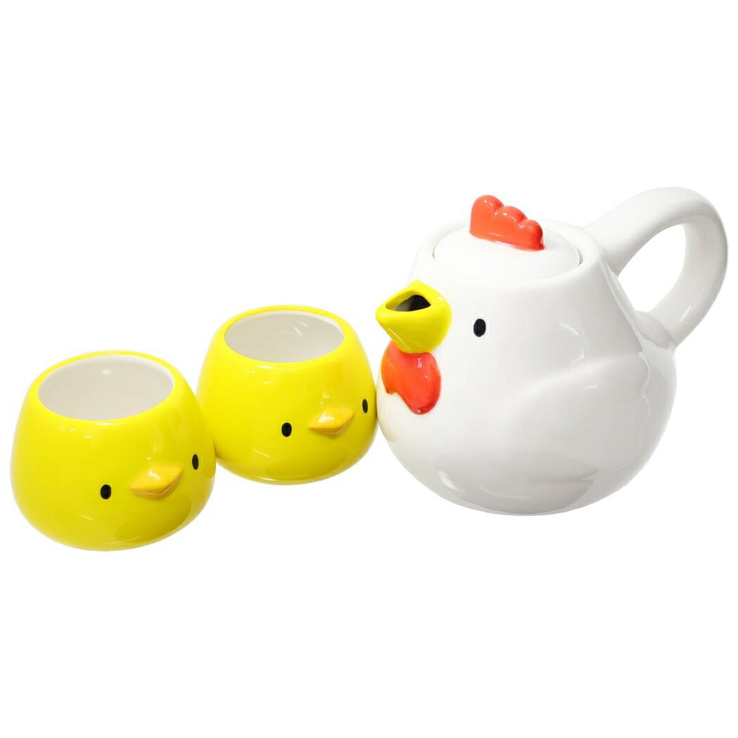 ティーセット 磁器製 ティーポット&ティーカップ 2個セット にわとり親子 アニマル プレゼント 男の子 女の子 ギフト