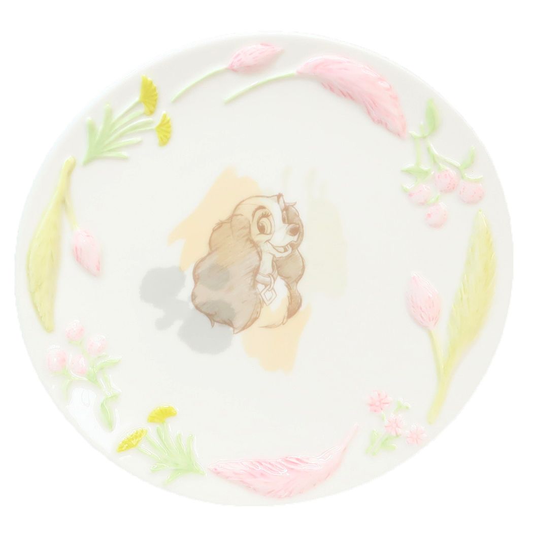 中皿 わんわん物語 フラワーレリーフプレート レディ ディズニー サンアート
