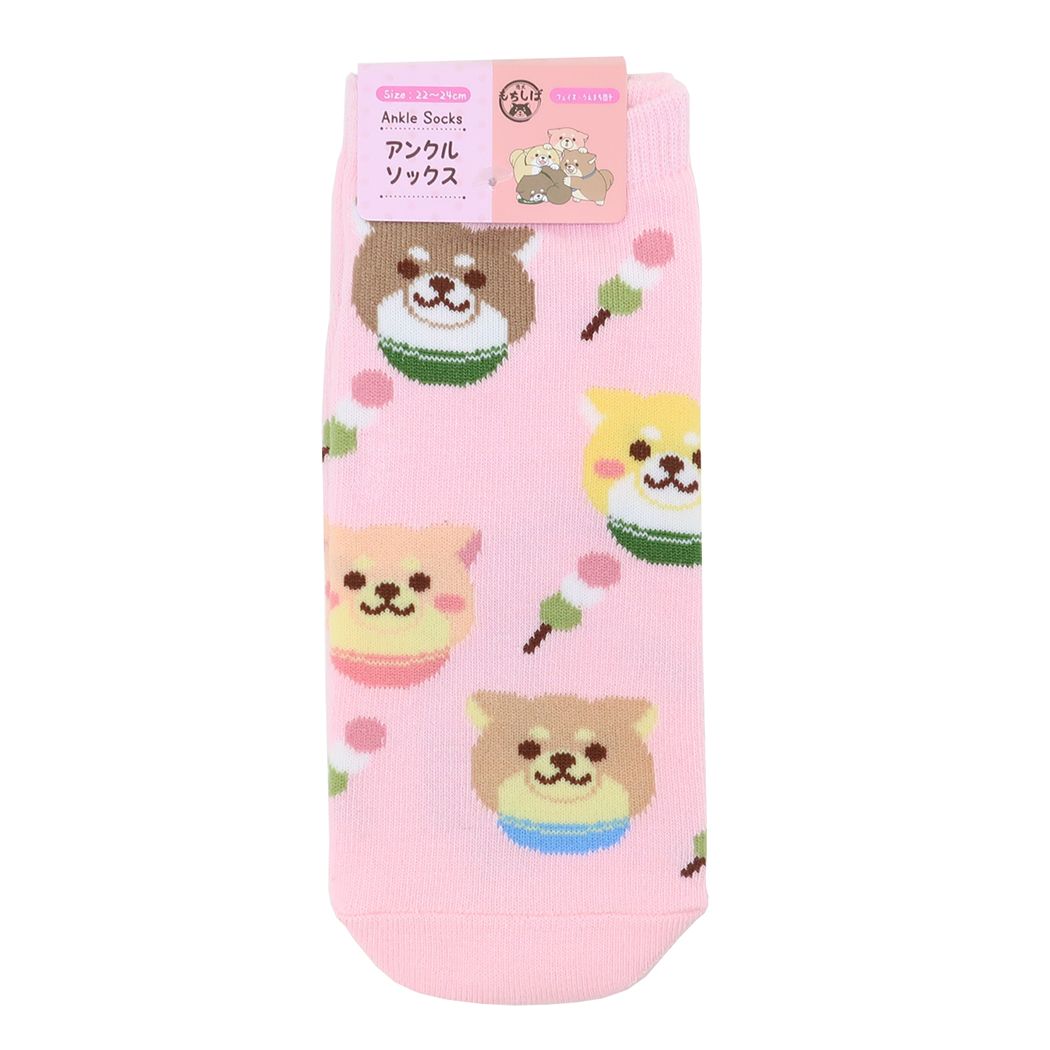 忠犬もちしば グッズ 女性用靴下 キャラクター アンクルソックス レディース