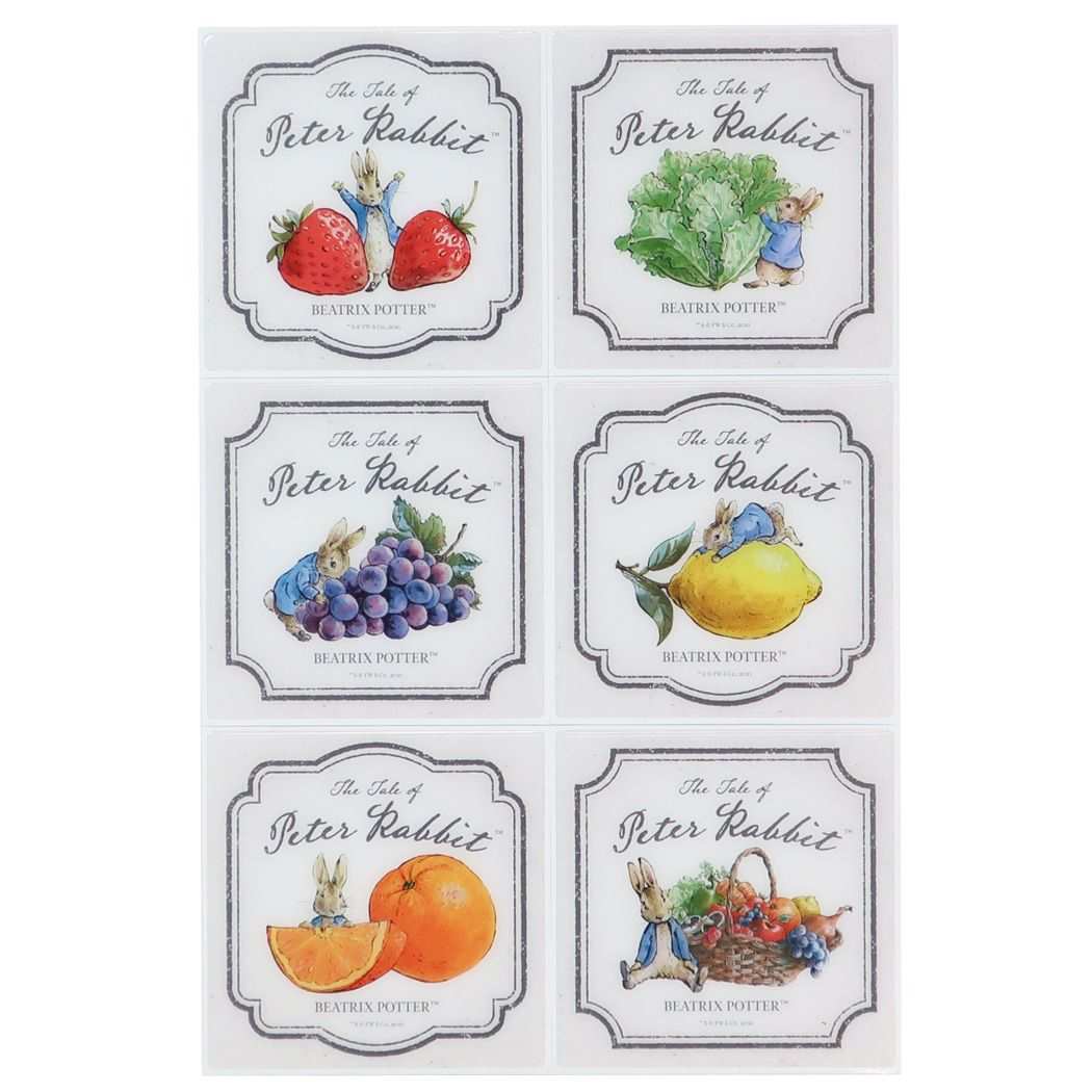 ピーターラビット 絵本キャラクター ウォールステッカー タイルステッカー 6枚セット フルーツ プレゼント 男の子 女の子 ギフト
