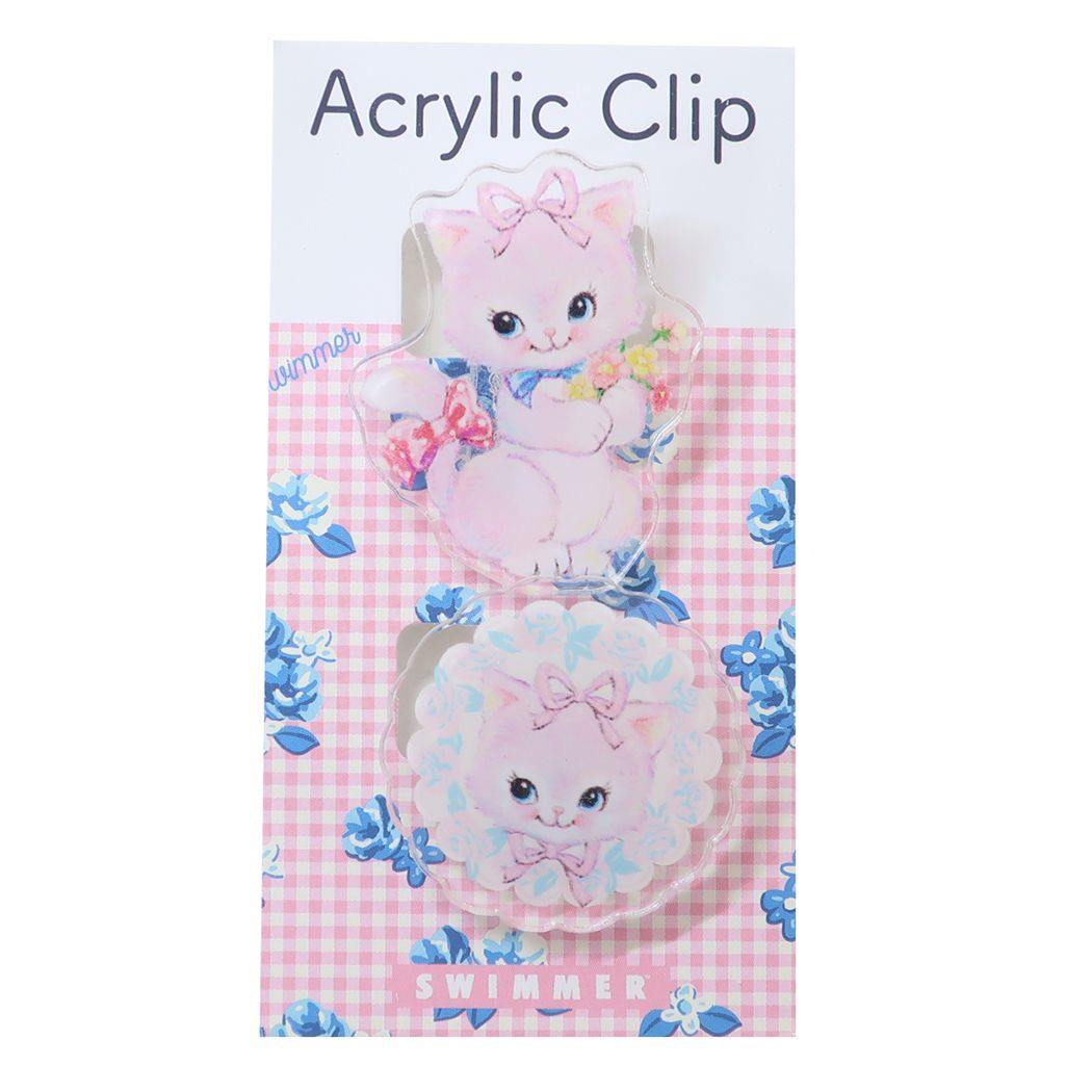 クリップ スイマー アクリルクリップ 2個入り 花こねこ SWIMMER S&C
