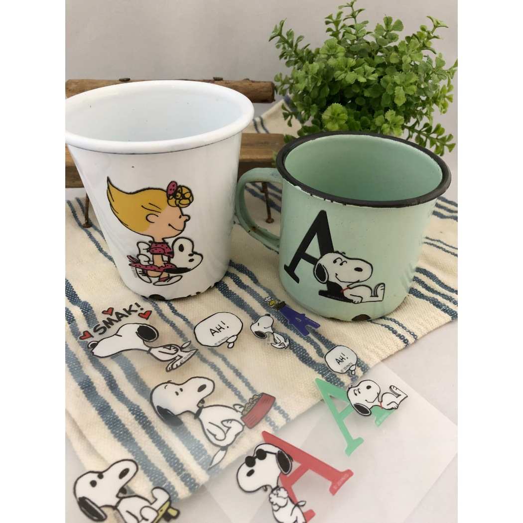 耐熱 耐水 イニシャル ステッカー スヌーピー デコレーションシール ピーナッツ アルファベルト A 9×10cm デコシール プレゼント