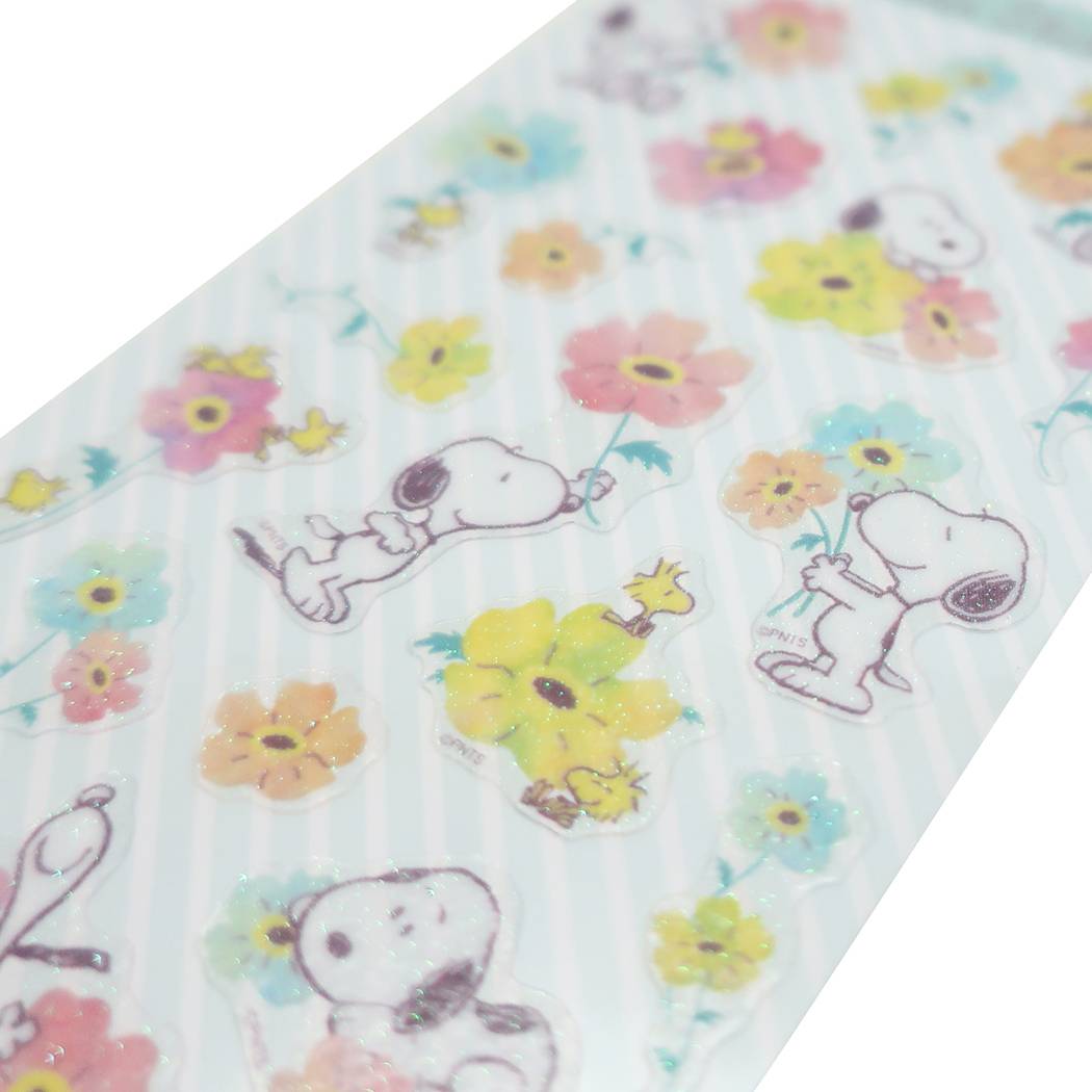 ラメ ミニ ステッカー スヌーピー シールシート ピーナッツ フラワー 手帳デコ DECOシール かわいい 女の子 プレゼント 男の子