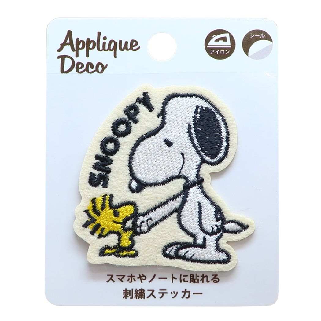 スヌーピー アップリケ 刺繍ステッカー スヌーピー握手 ピーナッツ S&C