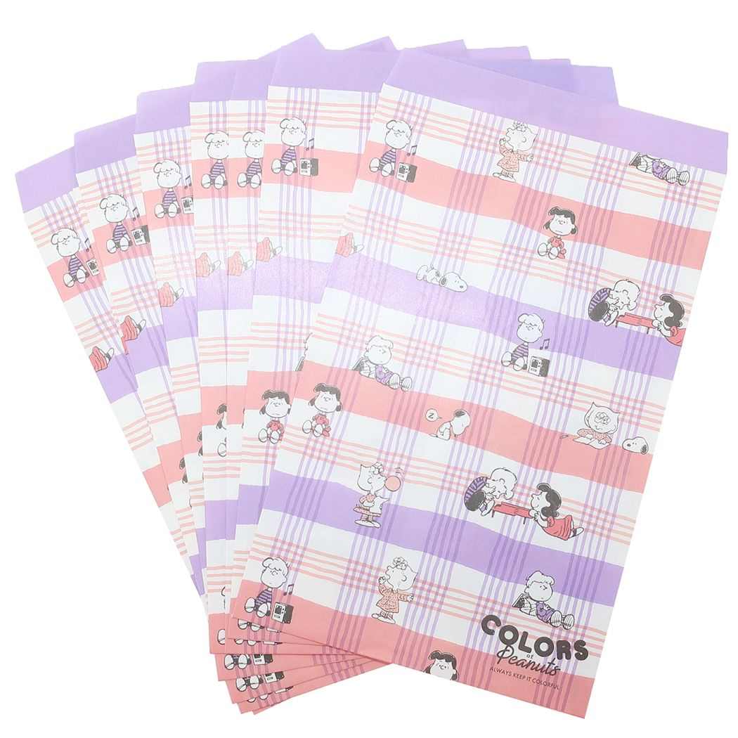 スヌーピー キャラクター ラッピング用品 ギフトバッグ 8枚入り チェック ピーナッツ