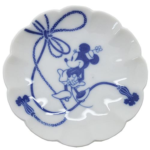 ミニ 小皿 ミニーマウス 陶磁器製 豆皿 ディズニー Disney 三郷陶器 直径90mm 小粋染付 プレゼント 男の子 女の子 ギフ