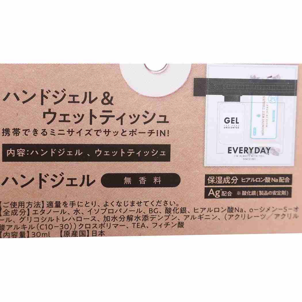 モノトーン 携帯用 ハンドジェル セット ポーチ入り ハンドジェル & 消臭除菌 ウェットティッシュ クリア 無香料 粧美堂 プレゼント