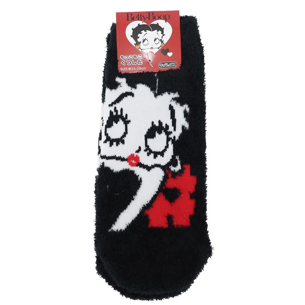レディース もこもこ ショートソックス ベティブープ 女性用 防寒 室内 靴下 BETTY BOOP ブラック ウォーマー雑貨 プレゼント